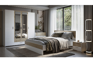 Набор мебели для спальни «Венеция», ВН-1.1, Бодега белый/Гикори Кингстон