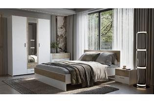 Набор мебели для спальни «Венеция», ВН-1.2, Бодега белый/Гикори Кингстон