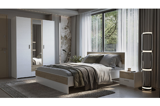 Набор мебели для спальни «Венеция», ВН-1.3, Бодега белый/Гикори Кингстон