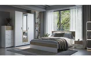 Набор мебели для спальни «Венеция», ВН-1.5, Бодега белый/Гикори Кингстон