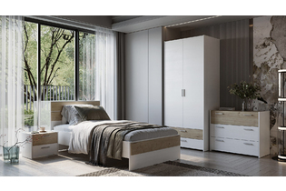 Набор мебели для спальни «Венеция», ВН-1.6.1, Бодега белый/Гикори Кингстон